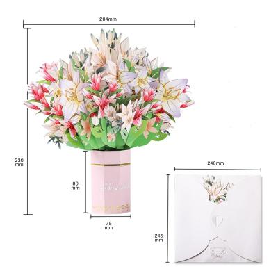 China Europe Anniversary 3D Paper Flowers Greeting Birthday Popup Cards Congratulations Gifts for Women Boss Best Friends Mother Parents for sale