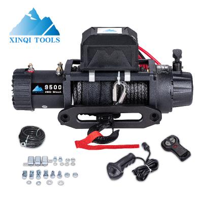 China XINQI 9500lb AUTO Winch IP67 12V Waterproof Electric Winch With Wireless Handheld Remotes For Offroad Car for sale