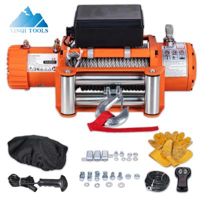 China XINQI 12V AUTOMATIC Electric Winch 13500LB with 4*4 Cable Recovery Steel Winch for Offroad for sale