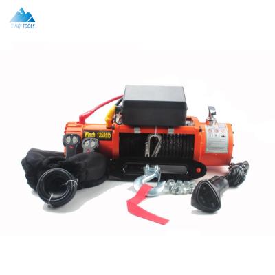 China Hot Selling ATV/UTV/Aoto/Boat XINQI R-U 13500 lbs 12v Electric Winch with 4x4 Rope Recovery Cable or Off Road Winch for sale