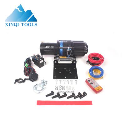 China ATV/UTV XINQI 4000LBS ATV UTV Winch 12V Electric Winch with Synthetic Rope for ATV for sale