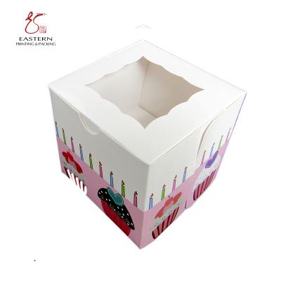 China La sola caja CMYK de papel de la magdalena 350gsm imprimió la caja de embalaje de la torta 10x10 en venta