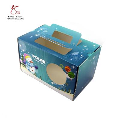 China Caja a todo color de papel de la magdalena de la cartulina 350gsm, caja de papel de la Navidad con la manija en venta