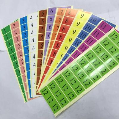 China Waterproof Colorful Month Sticker Label Sticker Waterproof Month 1-12 Consecutive Number Sticker for sale