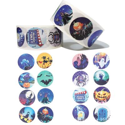 China Waterproof Self Adhesive Envelope Label Gift Cartoon Bat Tombstone Ghost Skull Zombie Halloween Decorative Sticker for sale