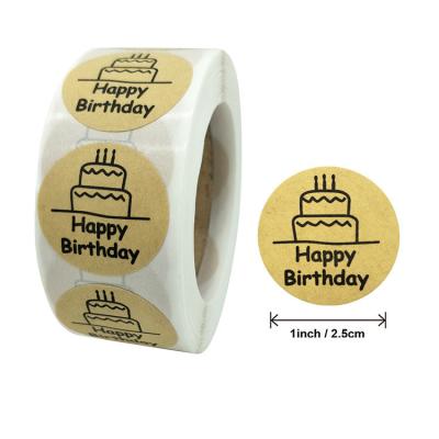 China High Quality One Inch Waterproof New Style Happy Birthday Gift Label Sticker Gift Decoration Sticker for sale