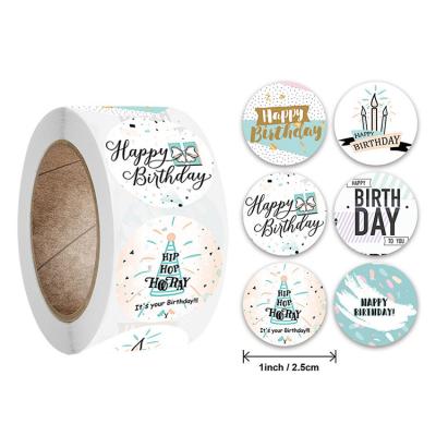 China Waterproof Hot Mixed Color Happy Birthday Stickers Adhesive Packaging Label Decoration Sticker for sale