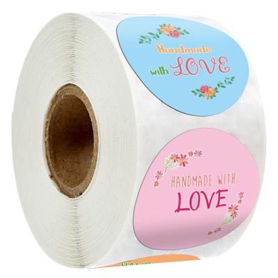 China Waterproof Love Gift Valentine's Day Cake Cookie Label Baking Stickers Round Flower Custom Stickers for sale