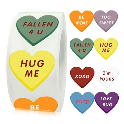 China Custom Valentine's Day Bag 25mm Love Heart Stickers Various Gift Waterproof Wholesale Packaging Stickers for sale