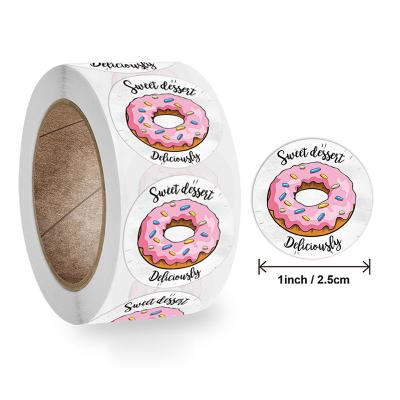 China Cartoon Waterproof Donut Stickers Cute Stickers Customized Decorative Student Printed Adhesive Packaging Label for sale