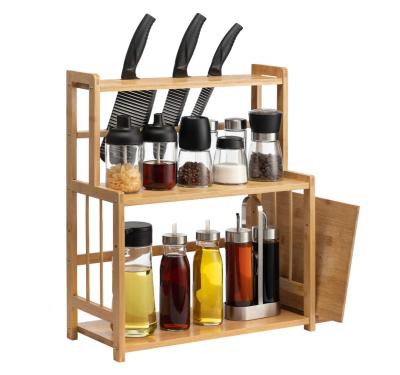 China Viable Multi-Layer Bamboo Kitchen Shelf Knife Rack Seasoning Rack for sale