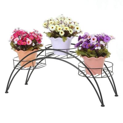 China Wholesale Minimalist Powder Coated Foldable 3 Tier Meta Wire Home Plant Organizer Stand Flower Display Stand for sale