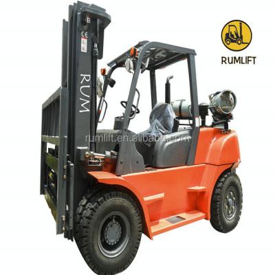 China Hotels Manufacture Full 5 Ton LPG Forklift Triple Free Mast Gasoline / LPG Forklift With USA Engine for sale