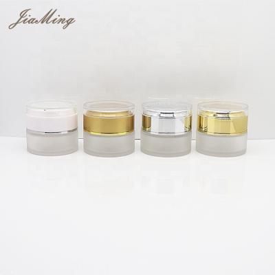 China Personal Care Customized Empty Frosted Clear Glass Bottle For Cosmetic Cream Jars Jars 20g 30g 50g Glass Bottle Jars With Acrylic Cover for sale