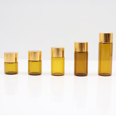 China Wholesale 3ml Mini Perfume Vials Sample Amber Clear Screw Cap Essential Oil Cosmetic Glass Bottles With Aluminum Cap for sale