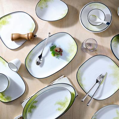 China Marmeren keramische tafelgerei glazen Steengerei tafelgerei Dinerware Diner Set Te koop