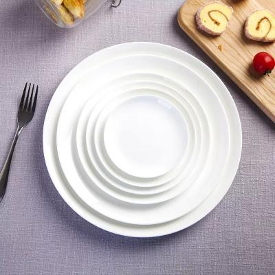 China Pure White Hotel Western Food Flat Plate Moonlight Platter Ceramic Plate for sale