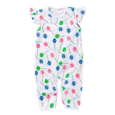 China 100% Cotton Babany Baby Boy Newborn Unisex Girls Printed Jumpsuit Cotton Float Sleeve Romper for sale