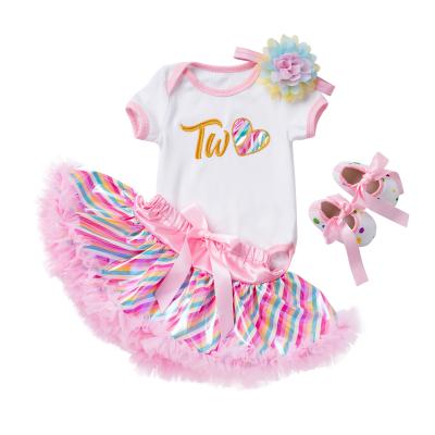 China Babany Breathable Baby Girl Birthday Newborn Clothes Sets Girls Outfits Embroidered Romper Dress Costume 4pcs for sale