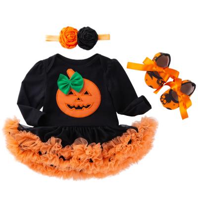 China Babany Breathable Baby Babies Newborn Halloween Clothing Set Long Sleeve Romper Dress 3Pcs Shorts for sale