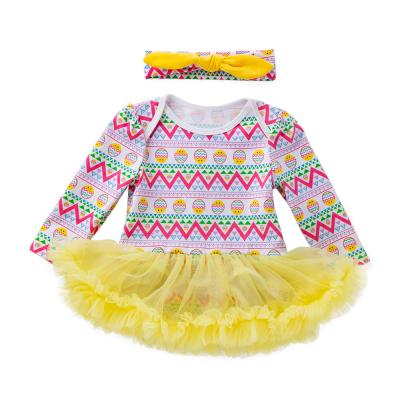 China Wholesale Newborn Babies Easter Long Sleeve Romper Dress Breathable 2pcs Costume for sale