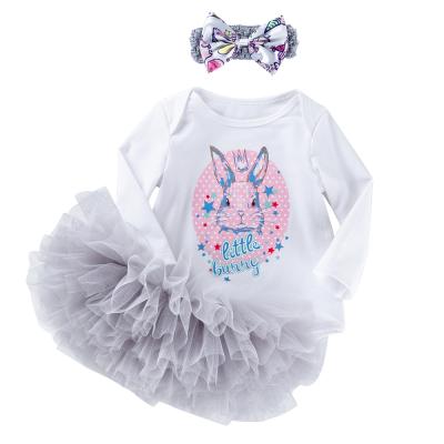 China Breathable Newborn Babies Romper Tutu Skirt Printing Outfits My First Easter 3pcs Costumes for sale