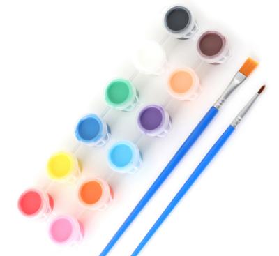 China High Quality Eco-friendly Non-Toxic 6 Colors 3ml Acrylic Paint Set With Brush Paint Nylon Plastic Strip for sale