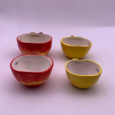 China Sustainable Novelty Ceramic Kitchen Tools Custom Creative Gift Measuring Cup Set Of 4 for sale