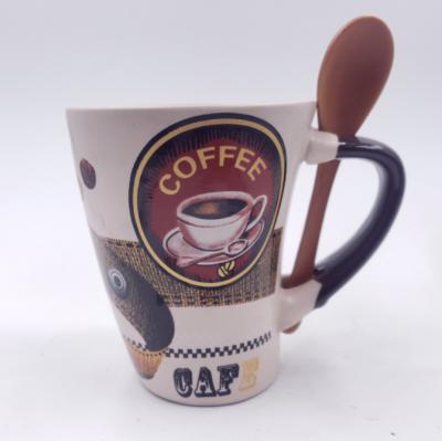 China Customization 300ml Viable Promotional Colorful Designs Logo Shape Factory Wholesale Cheapest Ceramic Coffee Mug Stoneware for sale