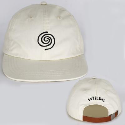 China JOINT Wholesale Washed White Dad Hat/Embroidery Dad Snapback Hat With Leather Strap for sale