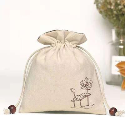 China Direct Selling Recyclable Red Color Printed Bags Biodegradable Cotton Logo Drawstring Jewelry Pouch Bag for sale