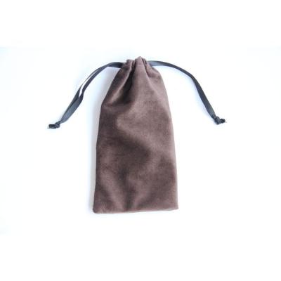 China Wholesale Recyclable High Quality Brown Velvet Gift Bag Small Velvet Necklace Jewelry Drawstring Bag for sale