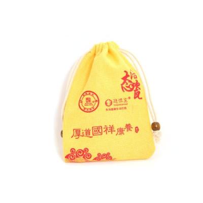 China Eco Friendly Custom Smal Yellow Jute Burlap Logo Bags Durable Cheap Hessian Drawstring Bag for sale