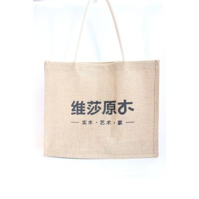 China Custom Reusable Shopping Burlap Eco Friendly Logo Large Burlap Handbag Eco Jute Tote Bag for sale