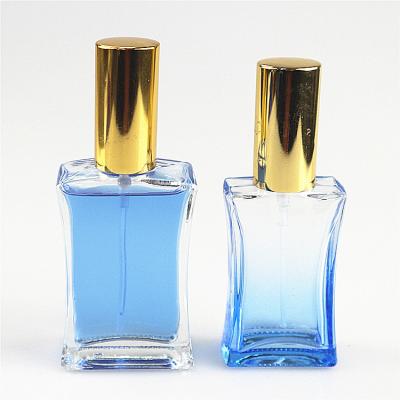 China Personal Care 100ml 50ml 30ml Empty Square Glass Perfume Oil Spray Bottle With Metal Screw Cap for sale