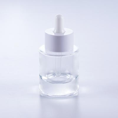 China Cosmetic 15ml 30ml 50ml Shoulder Dropper Glass Bottle Lower Thick Flat Perfume Serum Shoulder for sale