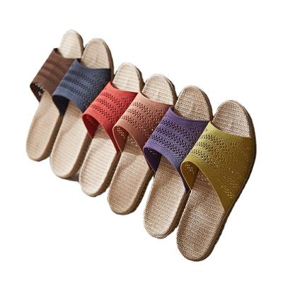 China New Anti Slip Breathable Fashion Indoor Home Unique EVA Canvas Slippers In Summer for sale