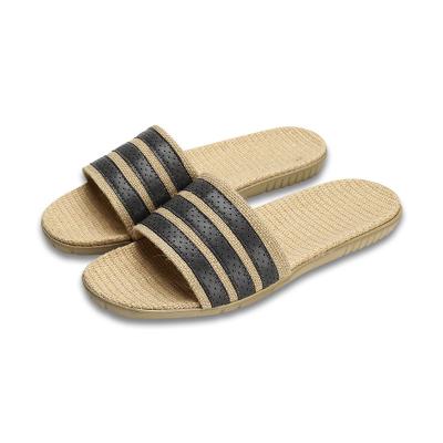 China CUSHIONING Hot Selling Female Canvas Slipper Summer Home Female Indoor Couples Slip Non-slip Thick Sandals Straw Slippers for sale