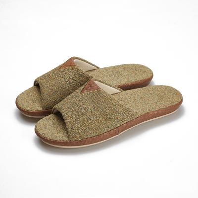 China CUSHIONING Non Slip Bamboo Canvas Linen Four Seasons Household Slides Men Women Couple Indoor Home Slipper for sale