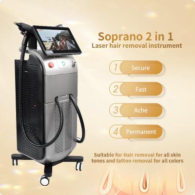 China Soprano Titanium Nd YAG 2 In 1 Laser Hair Removal Machine 808nm/755nm/1064nm for sale