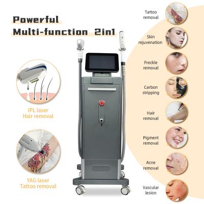 China Vertical 2 In 1 IPL ND YAG Laser Machine for Tattoo Removal Skin Tightening for sale