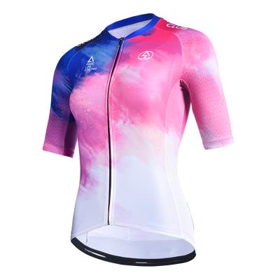 China Breathable Professional Short Sleeve Women Cycling Jersey Top Sets Road Bike Female Skin Suit for sale