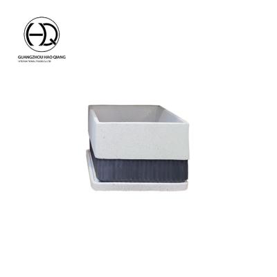 China China Factory Jardinera Manufacturer Light Desktop White Rectangular Concrete Pots To Office Decorative for sale