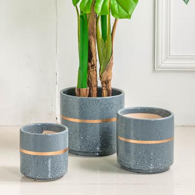 China Strong Cheap Sale Gray Round Shape Modern Ceramic Face Pot Bonsai Wholesale for sale