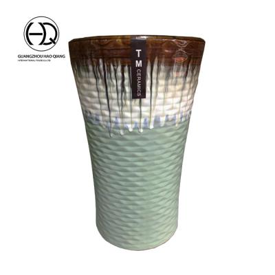 China Factory wholesale price modern cylindrical flower pot wave grain ceramic outdoor garden pots and planters for sale