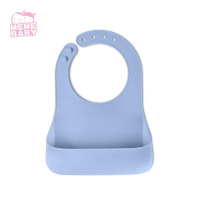 China FDA Certified Silicone Feeding Bib Waterproof Easy Wipe Blue for sale