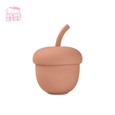 China Acorn Shape Spill Proof Silicone Drinking Cup Reusable For Baby for sale