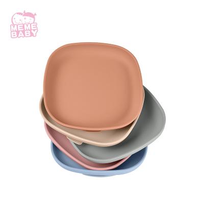 China Square Dishwasher Safe Silicone Weaning Plate Non Slip Multiple Colors for sale