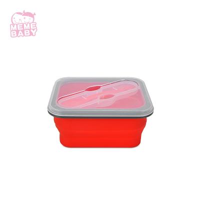 China BPA Free Silicone Foldable Lunch Box One Compartment With Fork for sale