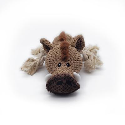 China Wholesale Viable Chew Plush Animal Shaped Boar Puppet For Pet Chewing for sale